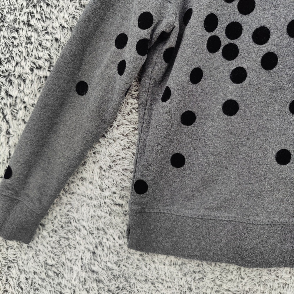 Boden Womens Preppy Whimsical Sweatshirt S Gray Black Flocked Polka Dot Pullover - Picture 9 of 16